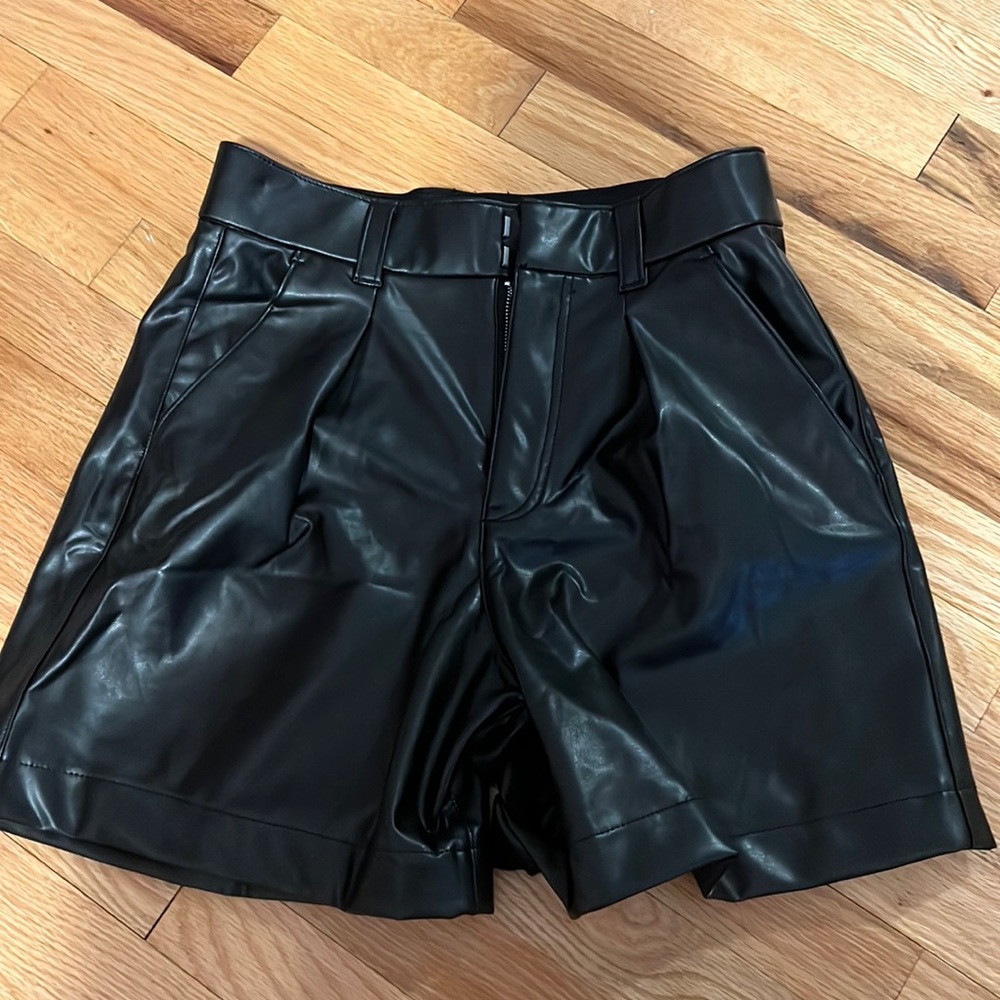 Abercrombie Black Vegan Leather Shorts